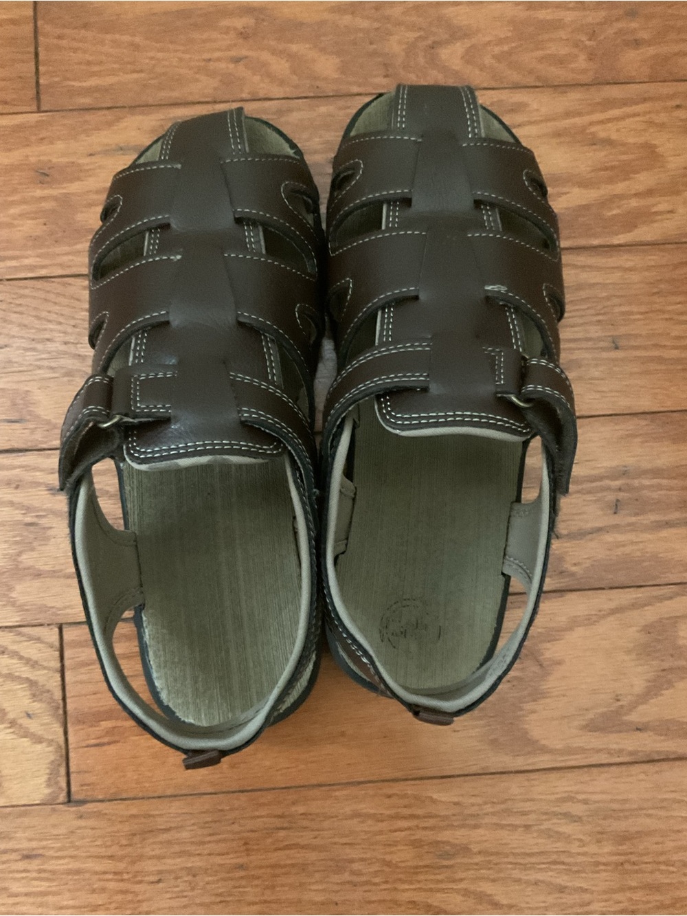 Men's Brown Wonder Nation Sandals with White Stitching